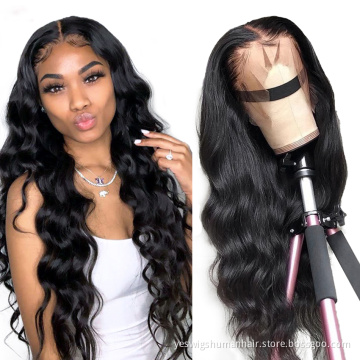 Raw Brazilian Virgin Human Hair Body Wave  Lace Frontal Wig For Black Women Cheap Hd Full Lace Front Wig Human Hair Pre Plucked